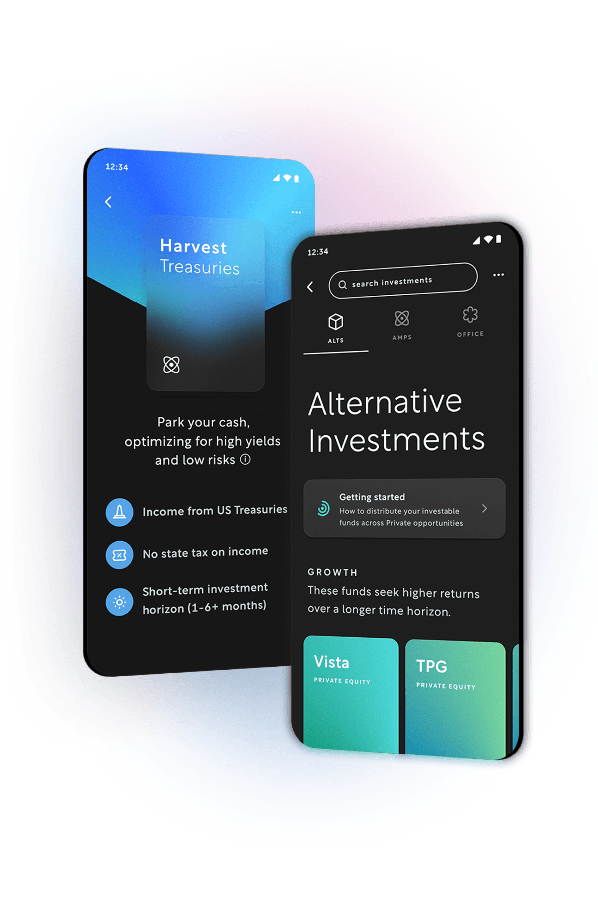 Preview of Arta Finance's app on two mobile devices