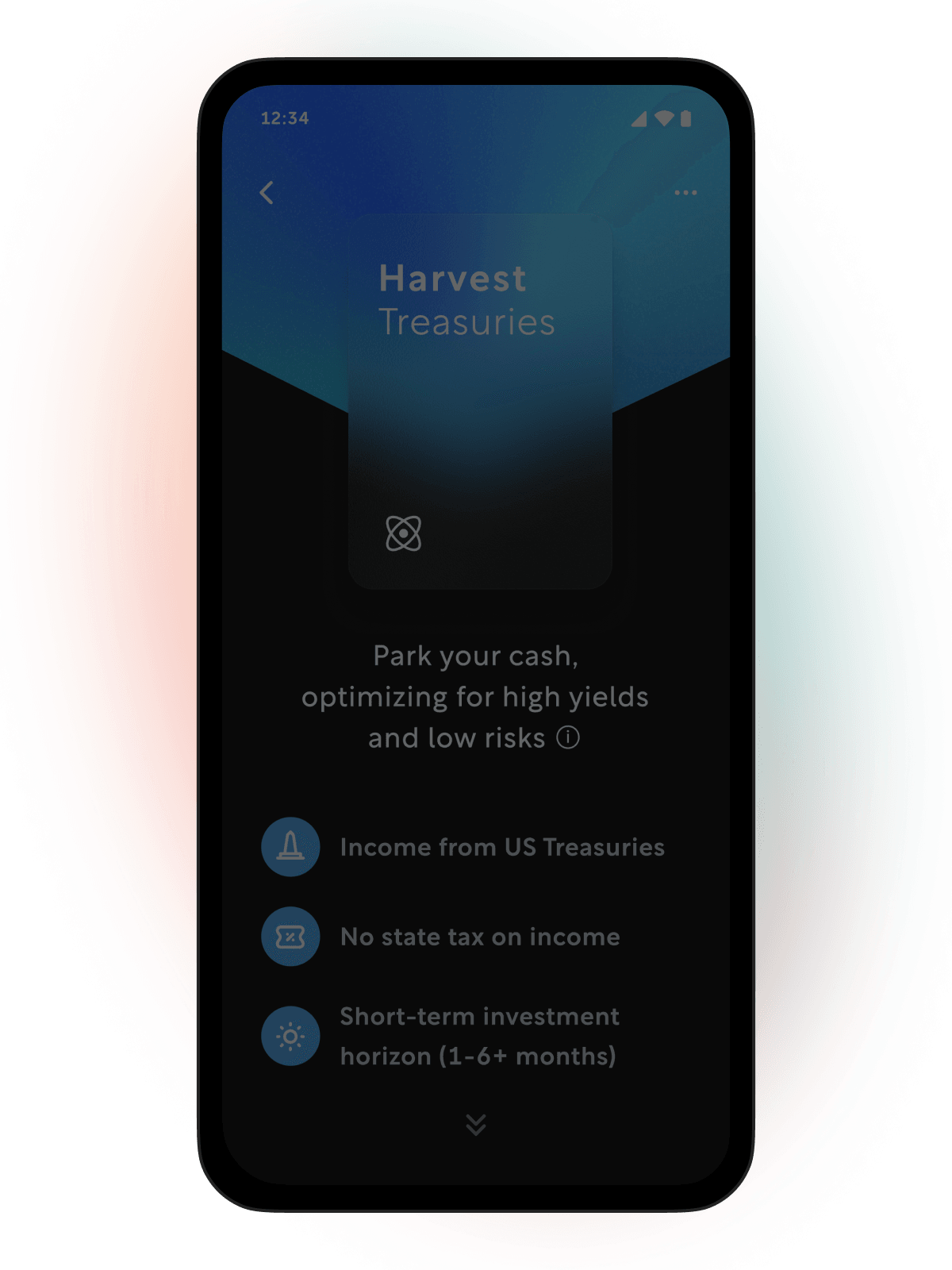 Dimmed preview of Harvest Treasuries page on a mobile device